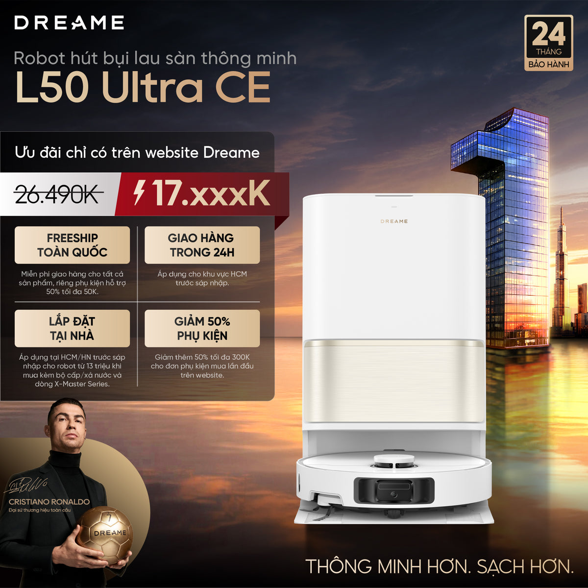 Robot hút bụi lau sàn chuyên dụng thông minh Dreame L50 Ultra CE