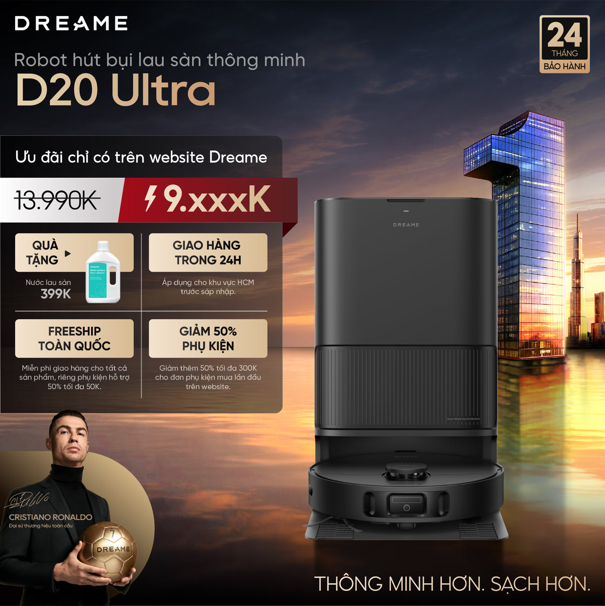 Robot hút bụi lau sàn thông minh D20 Ultra