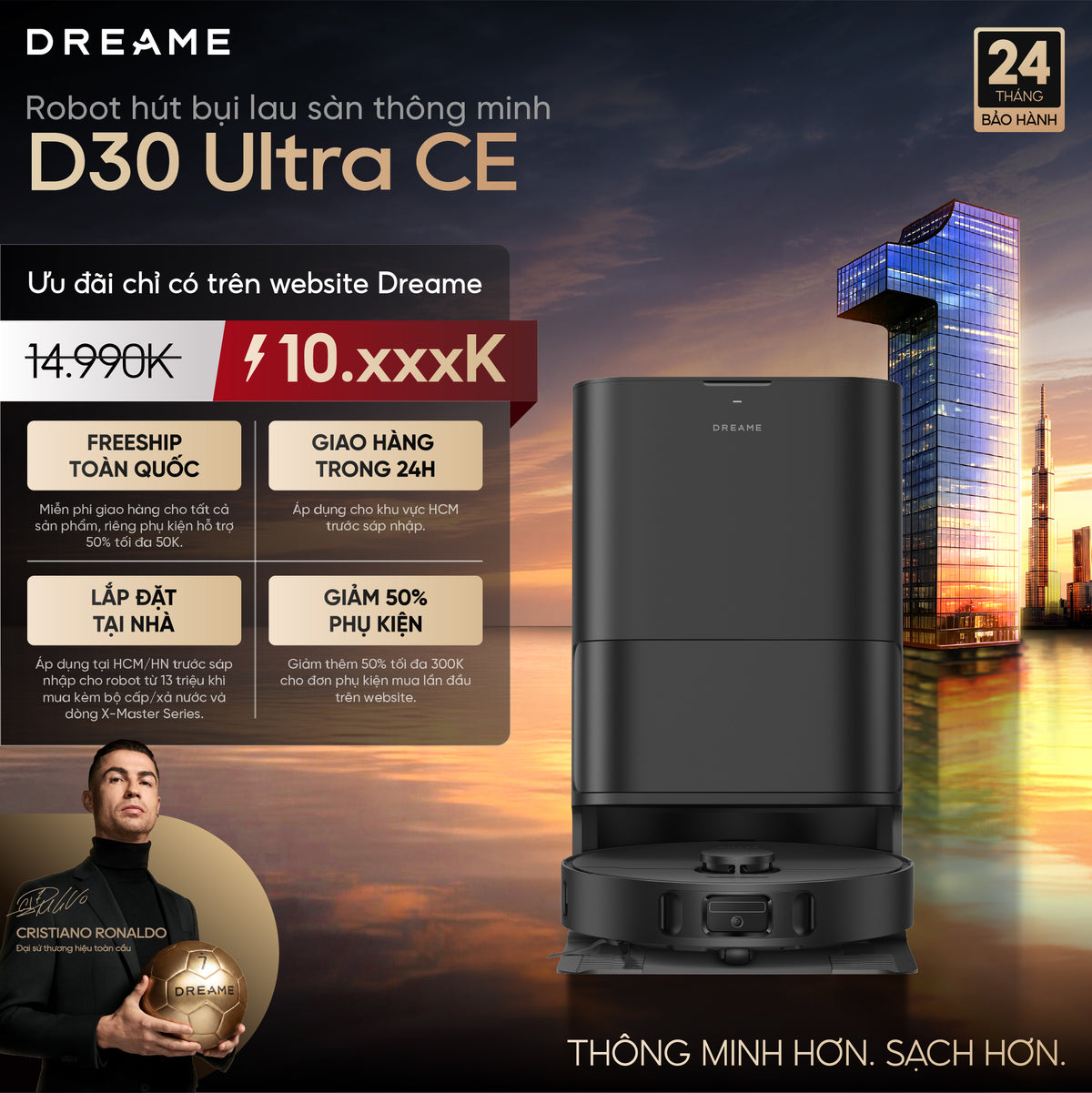 Robot hút bụi lau sàn chuyên dụng Dreame D30 Ultra CE