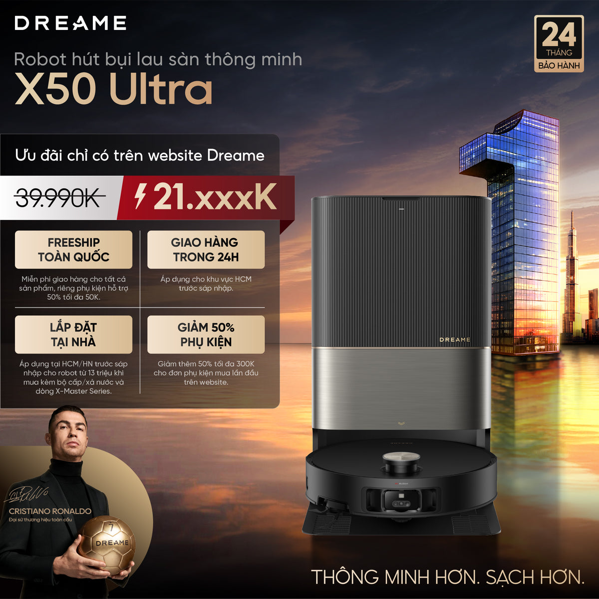 Robot hút bụi lau sàn chuyên dụng Dreame X50 Ultra
