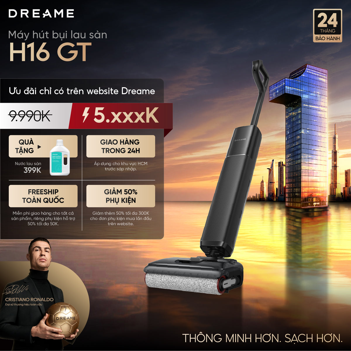 Máy hút bụi lau sàn khô & ướt Dreame H16 GT