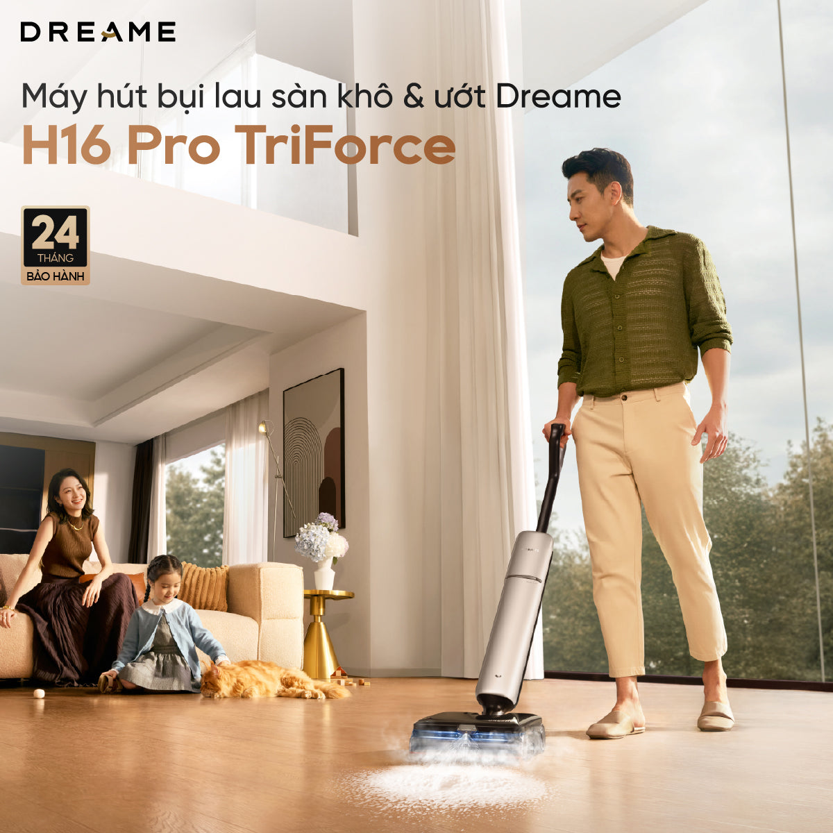 Máy hút bụi lau sàn khô & ướt Dreame H16 Pro TriForce